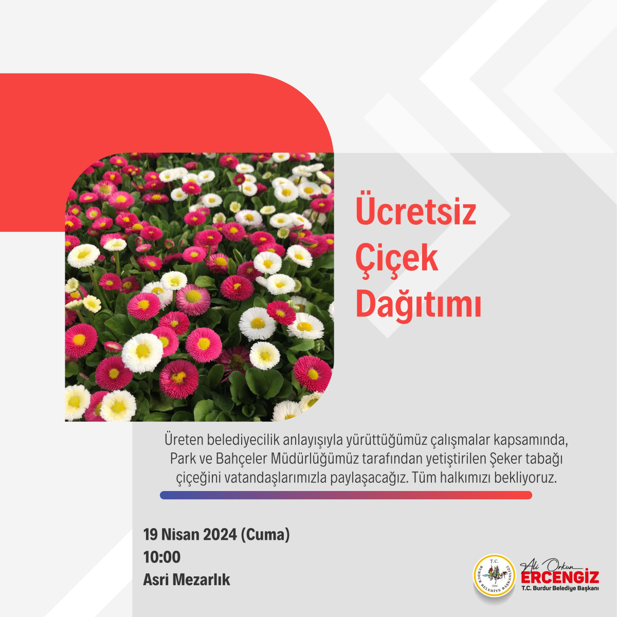 Burdur Belediyesi ürettiği çiçekleri, ücretsiz verecek
