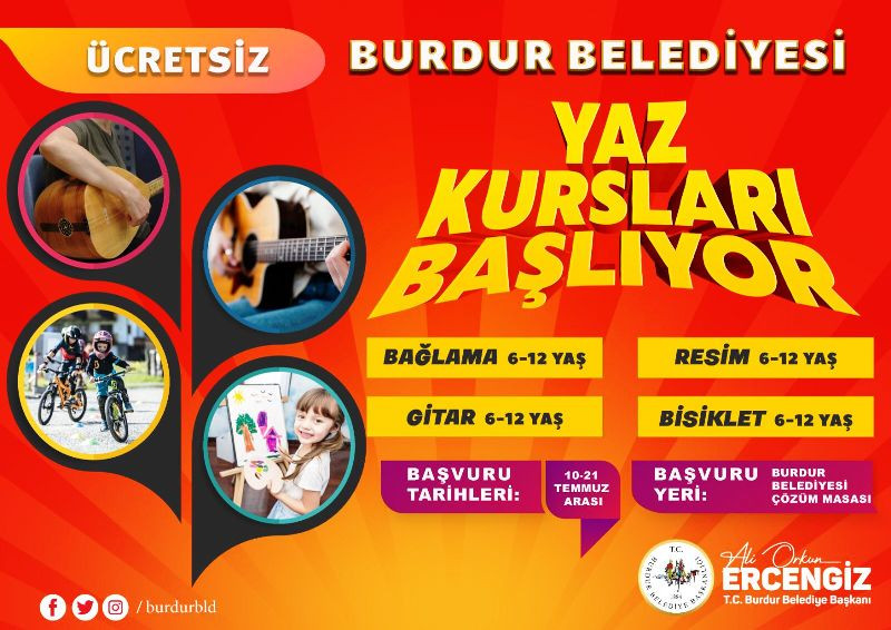 BURDUR BELEDİYESİ YAZ KURSLARINA BAŞLIYOR