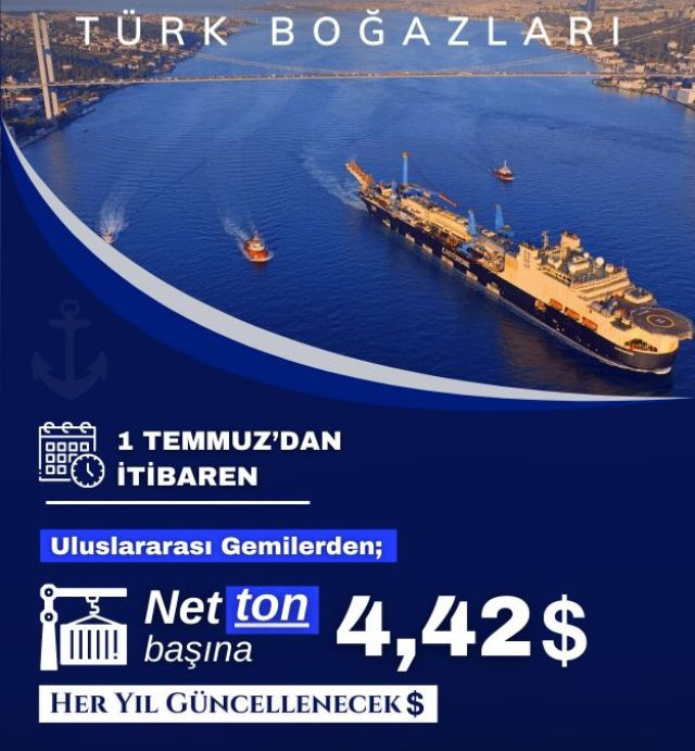  TÜRK BOĞAZLARINDANsULUSLARARASI GEMİLERDEN ALINAN ÜCRETLER ZAMLI TARİFE UYGULAMASINA YARIN BAŞLIYORUZ.